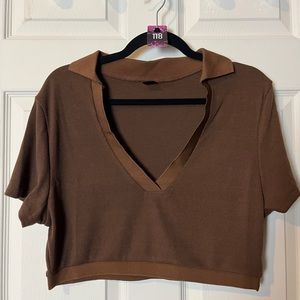 118. SHEIN 1XL Curve brown crop top
